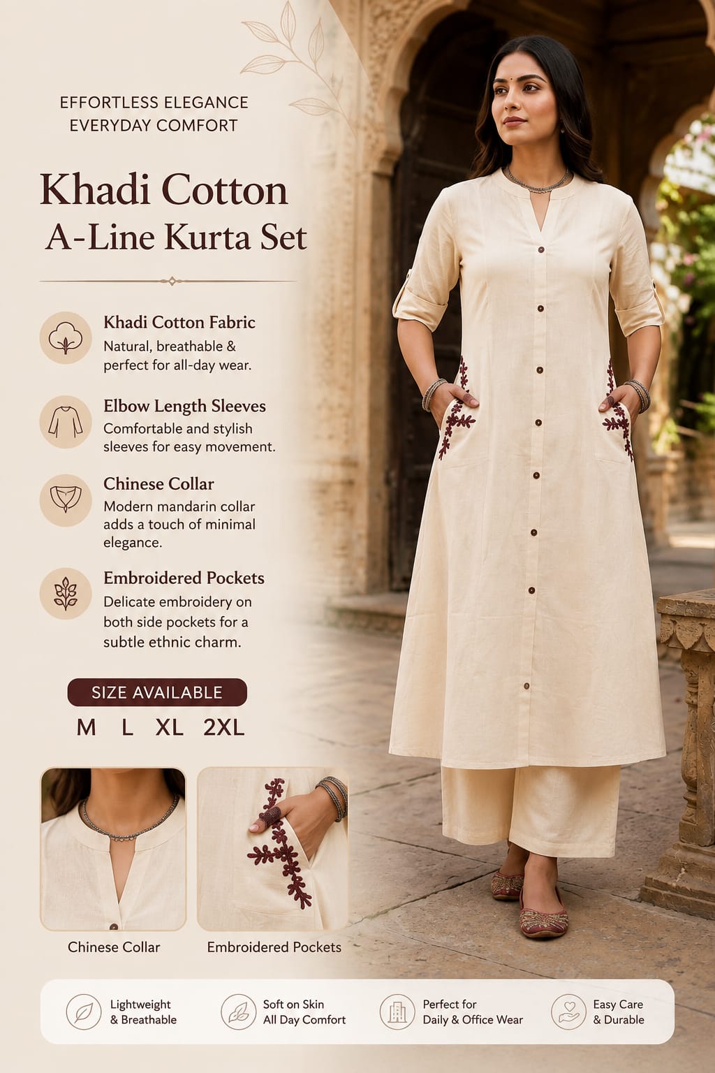 Khadi cotton 2 piece office wear
