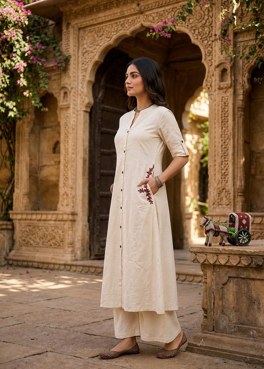 Khadi cotton 2 piece office wear