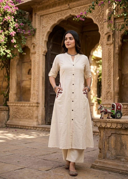 Khadi cotton 2 piece office wear