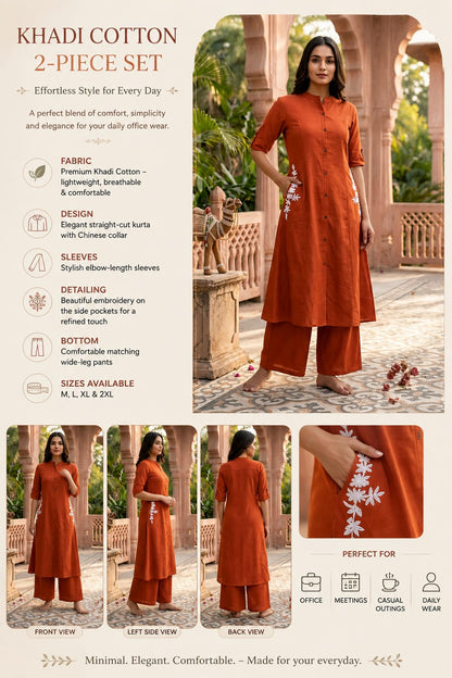 Khadi cotton 2 piece office wear