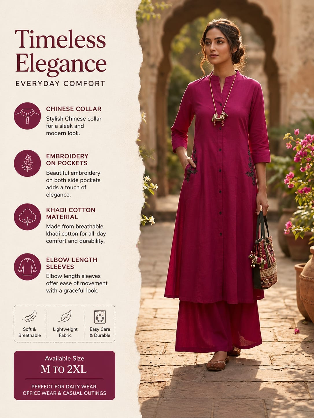 Khadi cotton 2 piece office wear