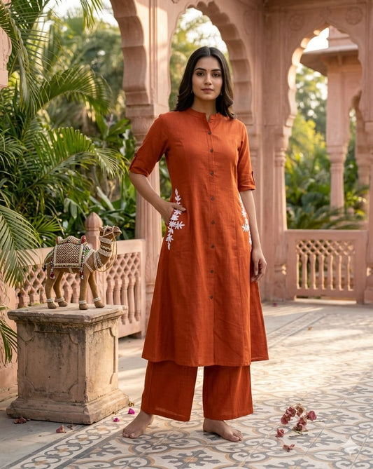 Khadi cotton 2 piece office wear